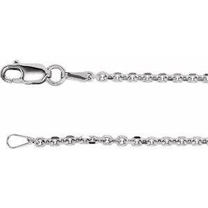 Rhodium-Plated Sterling Silver 1.75 Mm Diamond-Cut Cable 24" Chain