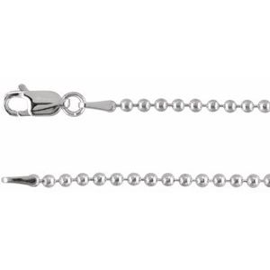 Sterling Silver 2 Mm Hollow Bead 16" Chain