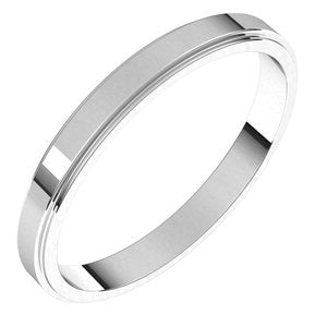 Sterling Silver 2.5 Mm Stepped-Edge Flat Band Size 11