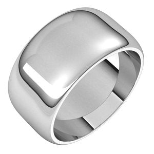 Platinum 10 Mm Half Round Band Size 11