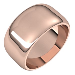 10K Rose 10 Mm Half Round Band Size 11