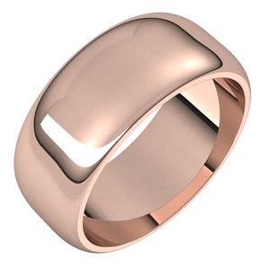 10K Rose 8 Mm Half Round Band Size 11