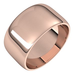 10K Rose 10 Mm Lightweight Half Round Band Size 11
