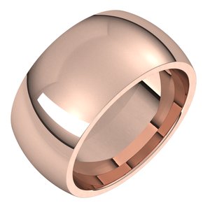10K Rose 10 Mm Comfort-Fit Half Round Band Size 11
