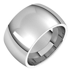 10K White 12 Mm Comfort-Fit Half Round Band Size 11