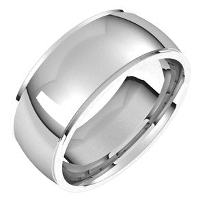 Sterling Silver 8 Mm Stepped-Edge Comfort-Fit Half Round Band Size 11