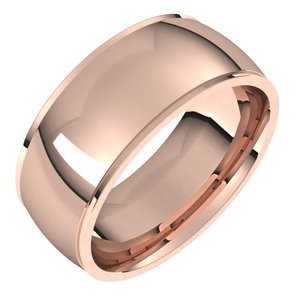 10K Rose 8 Mm Stepped-Edge Comfort-Fit Half Round Band Size 11