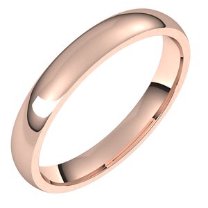 10K Rose 3 Mm Lightweight Comfort-Fit Half Round Band Size 11