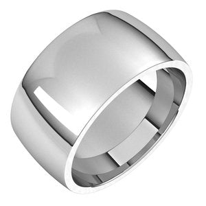 Sterling Silver 10 Mm Lightweight Comfort-Fit Half Round Band Size 11