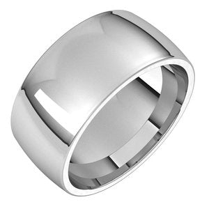 Platinum 9 Mm Lightweight Comfort-Fit Half Round Band Size 11