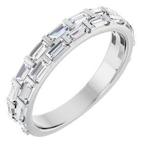 Platinum 9/10 Ctw Natural Diamond Double Row Anniversary Band