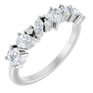 14K White 7/8 Ctw Natural Diamond Anniversary Band