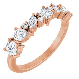 14K Rose 7/8 Ctw Natural Diamond Anniversary Band
