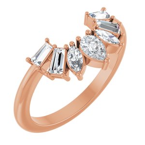 14K Rose 1/2 Ctw Natural Diamond Contour Band