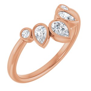 14K Rose 3/8 Ctw Natural Diamond Bezel-Set  Contour Band