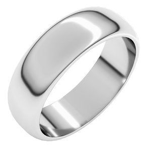 Platinum 6 Mm Half Round Band Size 11