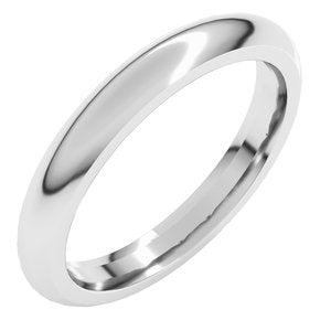 Platinum 3 Mm Comfort-Fit Half Round Band Size 11