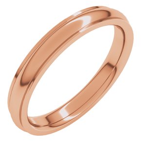 10K Rose 3 Mm Stepped-Edge Comfort-Fit Half Round Band Size 11