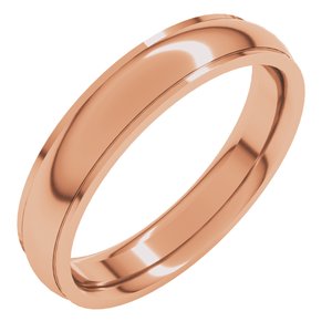 10K Rose 4 Mm Stepped-Edge Comfort-Fit Half Round Band Size 11