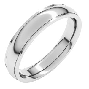 10K White 4 Mm Stepped-Edge Comfort-Fit Half Round Band Size 11
