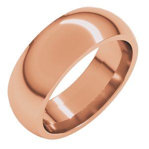10K Rose 7 Mm Comfort-Fit Half Round Band Size 11