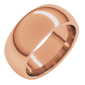 10K Rose 8 Mm Comfort-Fit Half Round Band Size 11