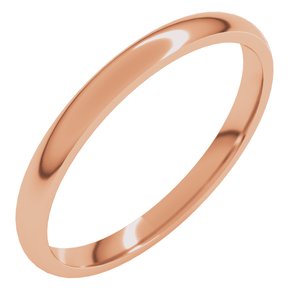 10K Rose 2 Mm Lightweight Comfort-Fit Half Round Band Size 11