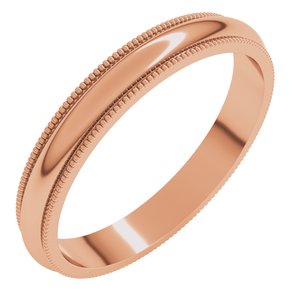 10K Rose 3 Mm Milgrain Half Round Band Size 11
