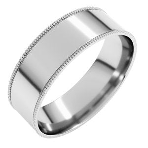 Platinum 6 Mm Milgrain Comfort-Fit Flat Band Size 11