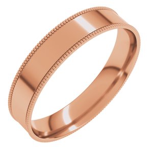 10K Rose 4 Mm Milgrain Comfort-Fit Flat Band Size 11