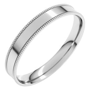 10K White 3 Mm Milgrain Comfort-Fit Flat Band Size 11