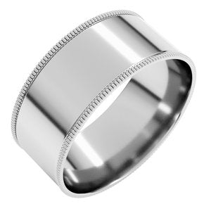 Platinum 8 Mm Milgrain Comfort-Fit Flat Band Size 11