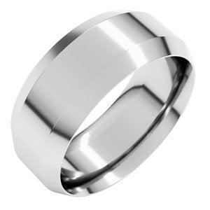 Sterling Silver 8 Mm Beveled-Edge Comfort-Fit Flat Band Size 15.5