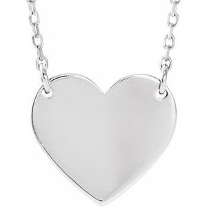 Platinum Engravable Heart 16-18" Necklace