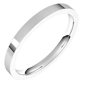 14K White 2 Mm Lightweight Comfort-Fit Flat Band Size 10.5