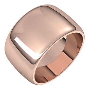 10K Rose 12 Mm Half Round Band Size 11