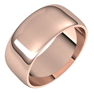 10K Rose 8 Mm Lightweight Half Round Band Size 11