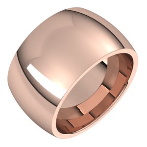 10K Rose 12 Mm Comfort-Fit Half Round Band Size 11