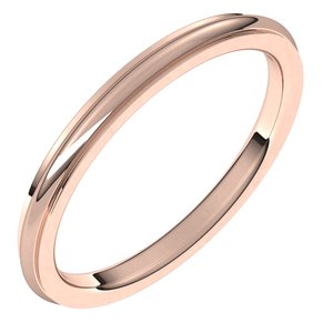 10K Rose 2 Mm Stepped-Edge Comfort-Fit Half Round Band Size 11