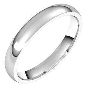 Sterling Silver 3 Mm Lightweight Comfort-Fit Half Round Band Size 11