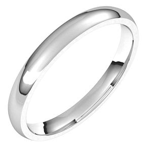 10K White 2.5 Mm Lightweight Comfort-Fit Half Round Band Size 11