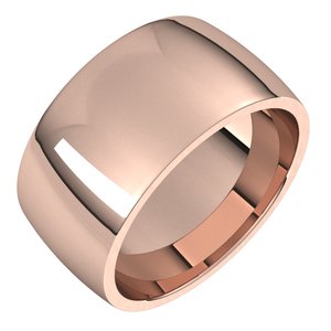 10K Rose 10 Mm Lightweight Comfort-Fit Half Round Band Size 11