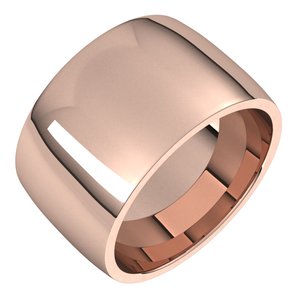 10K Rose 12 Mm Lightweight Comfort-Fit Half Round Band Size 11
