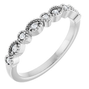 14K White .08 Ctw Natural Diamond Matching Band