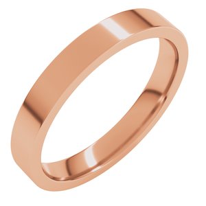 14K Rose 3 Mm Flat Comfort Fit Light Band Size 14