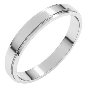 Sterling Silver 3 Mm Stepped-Edge Flat Band Size 11