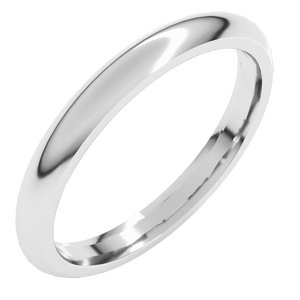 10K White 2.5 Mm Comfort-Fit Half Round Band Size 11