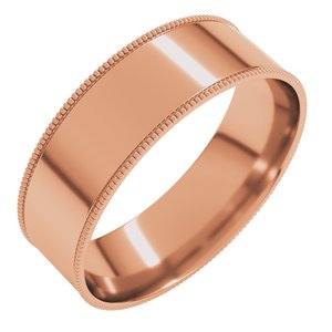 10K Rose 6 Mm Milgrain Comfort-Fit Flat Band Size 11