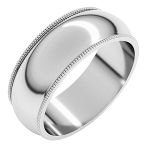 Sterling Silver 7 Mm Milgrain Half Round Band Size 11