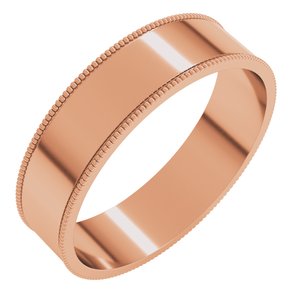 10K Rose 5 Mm Milgrain Comfort-Fit Flat Band Size 11